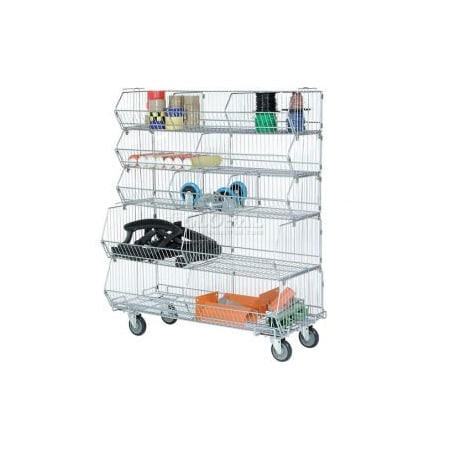 Modular Wire Stacking Bin Basket Rack, 48W X 20D X 48H, 5 Wire Bins